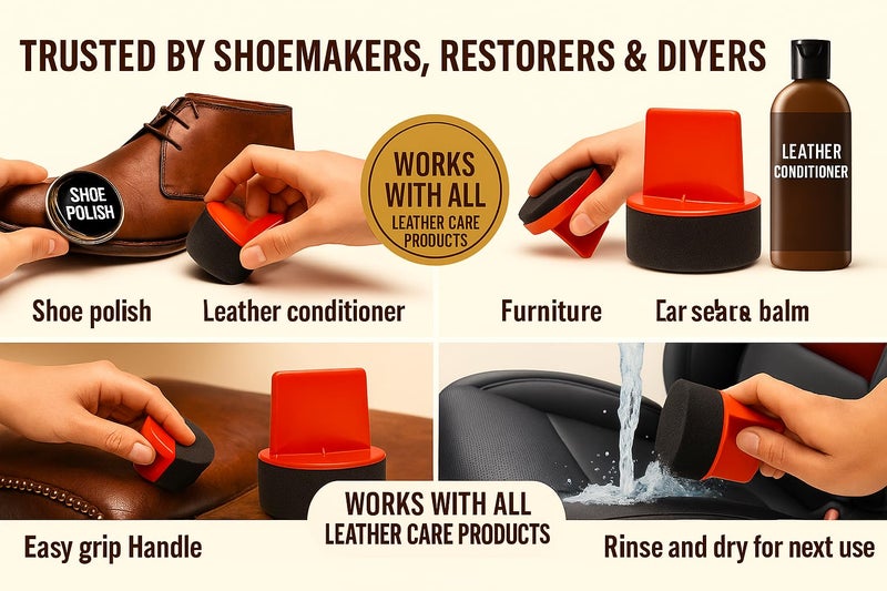 Leather Hero Pack of 4 Foam Dauber - Shoe Polish Applicator Brush - Shoe Polish Sponge for Shoe Shining & Polishing - Image 5